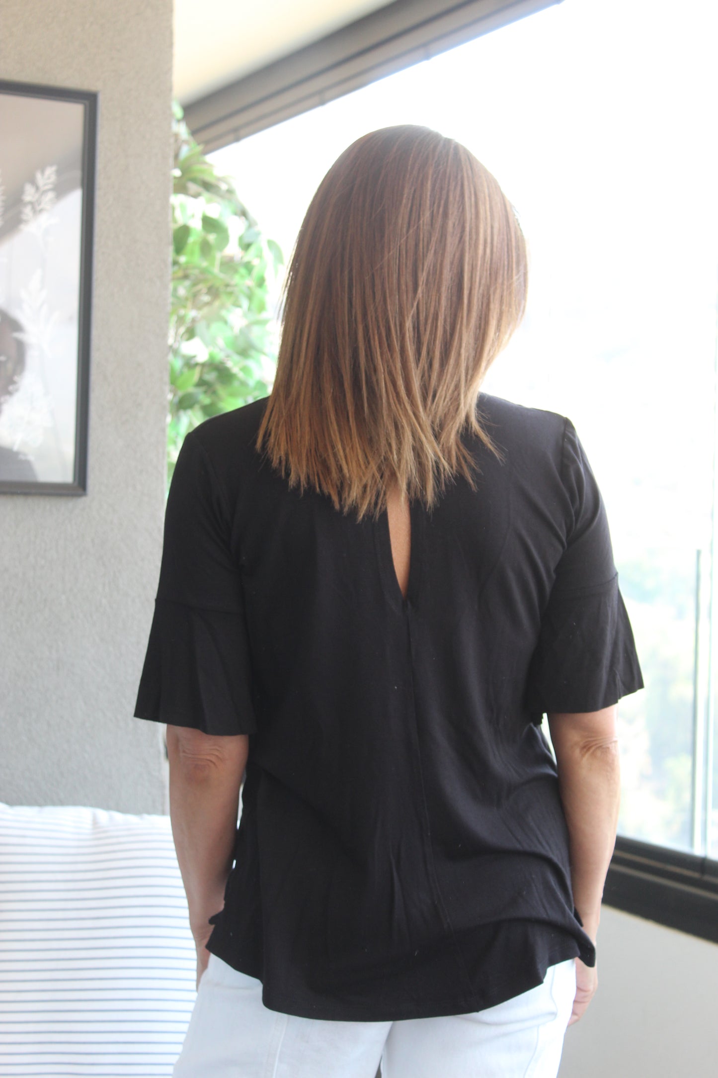 Polera Manga Vuelo Negra