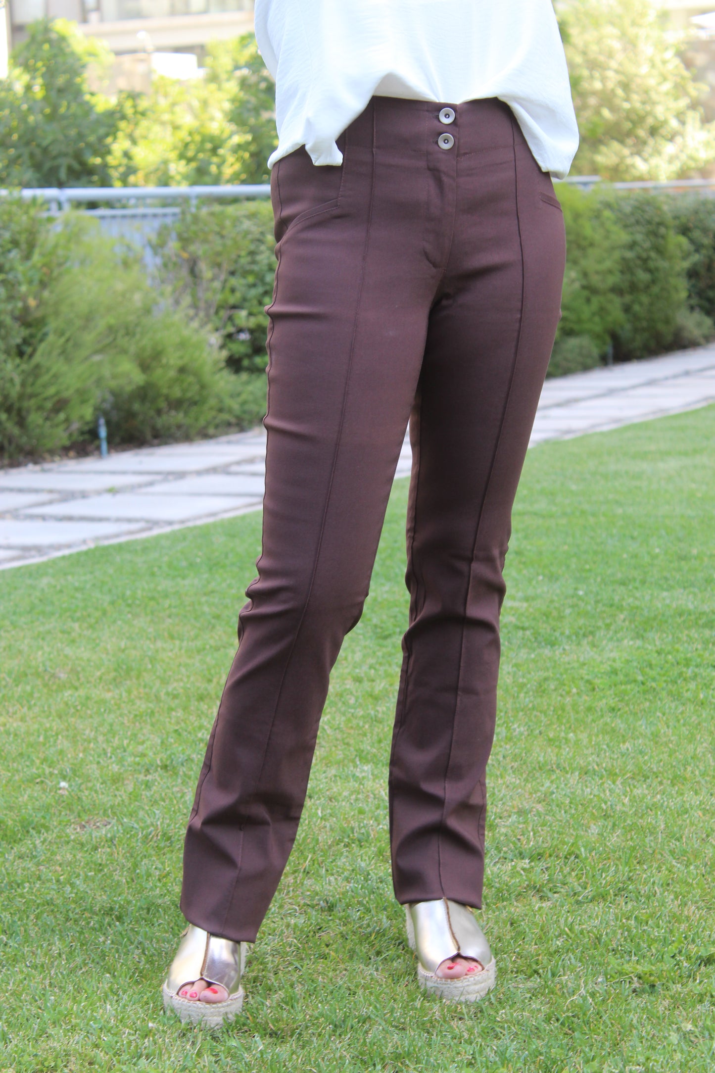 Pantalón Elasticado Café